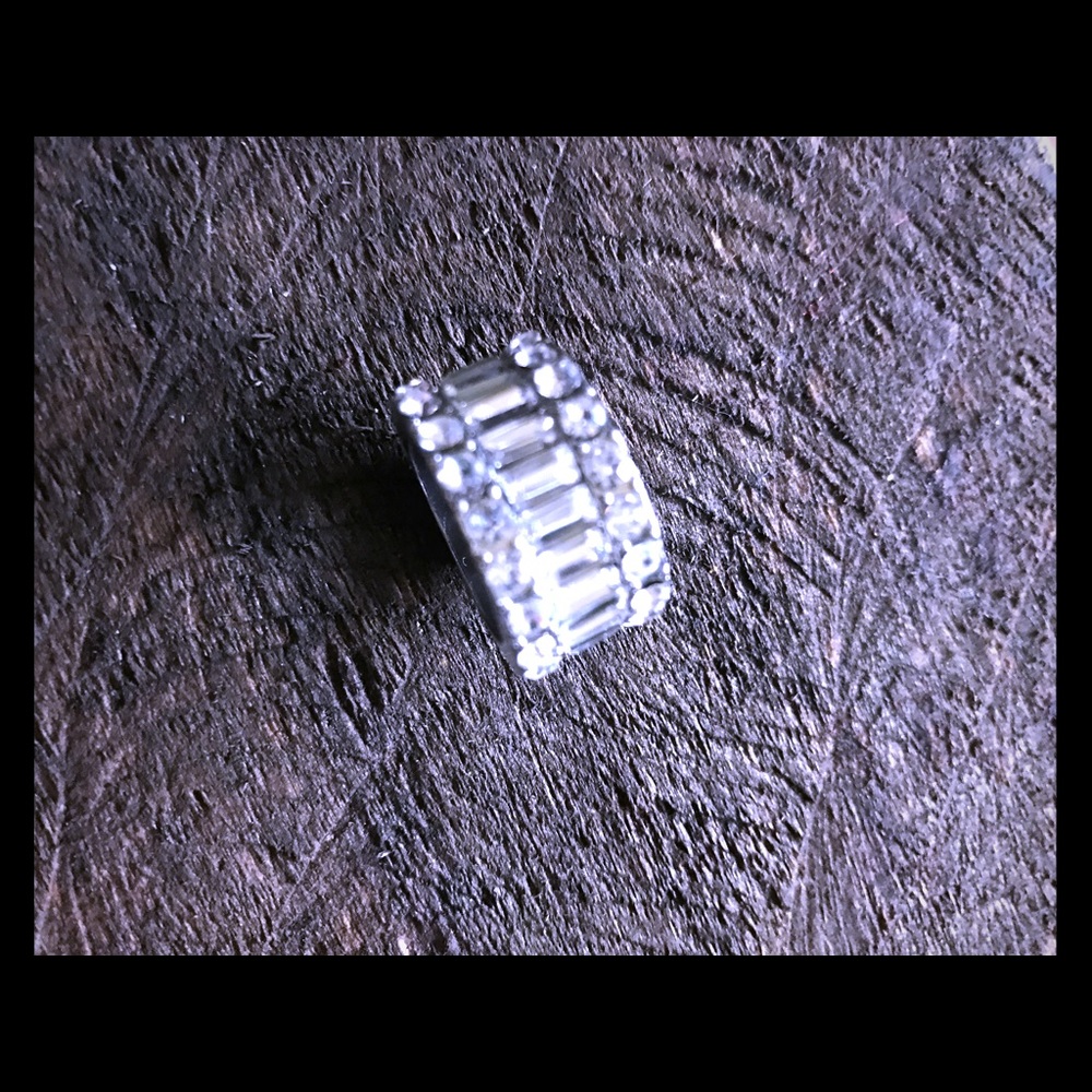 CZ silver band ring- size 7